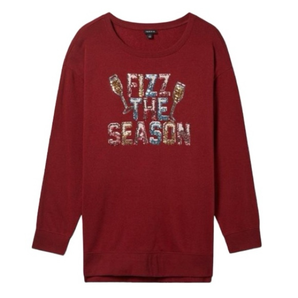 Torrid Fizz The Season Cozy Fleece Drop Shoulder Sweatshirt Size 0/L